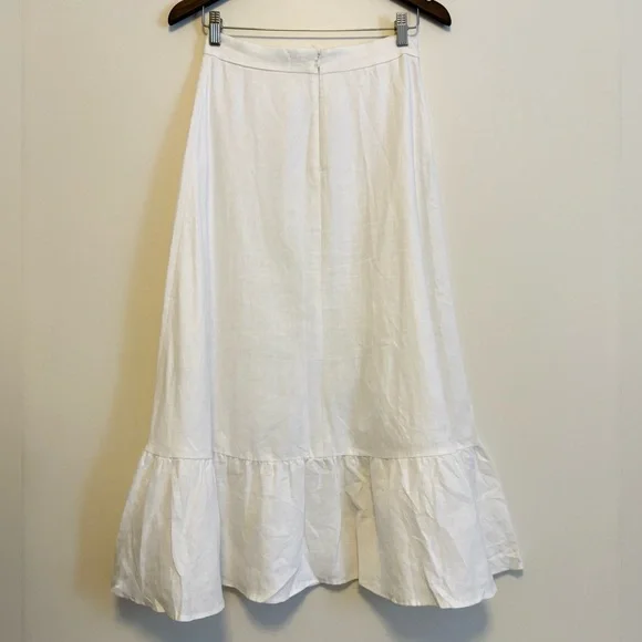 Reformation White Linen Ruffle Edge Midi Skirt - Picture 4 of 7
